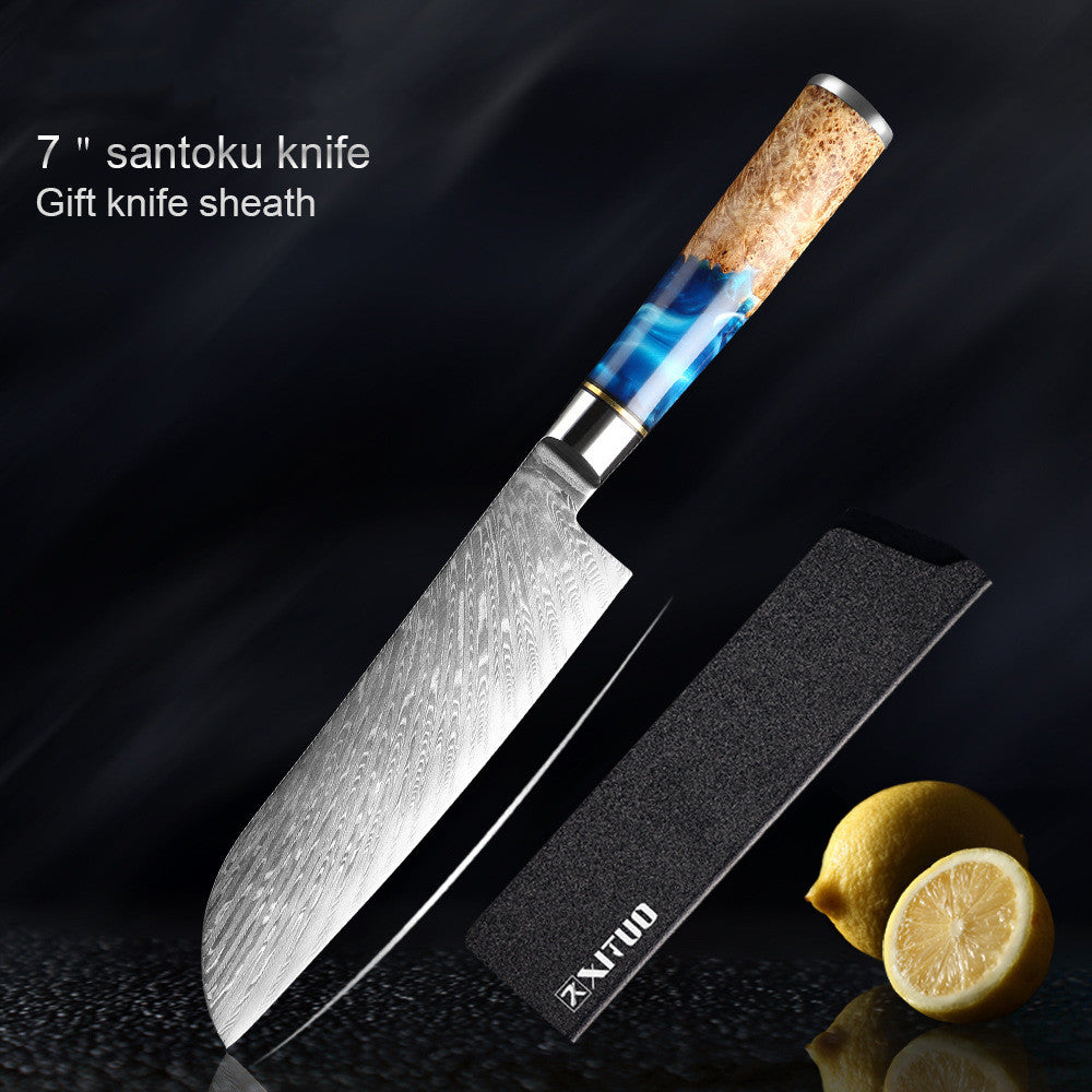 Blue & Tan Marble Japanese Chef's Knife Set