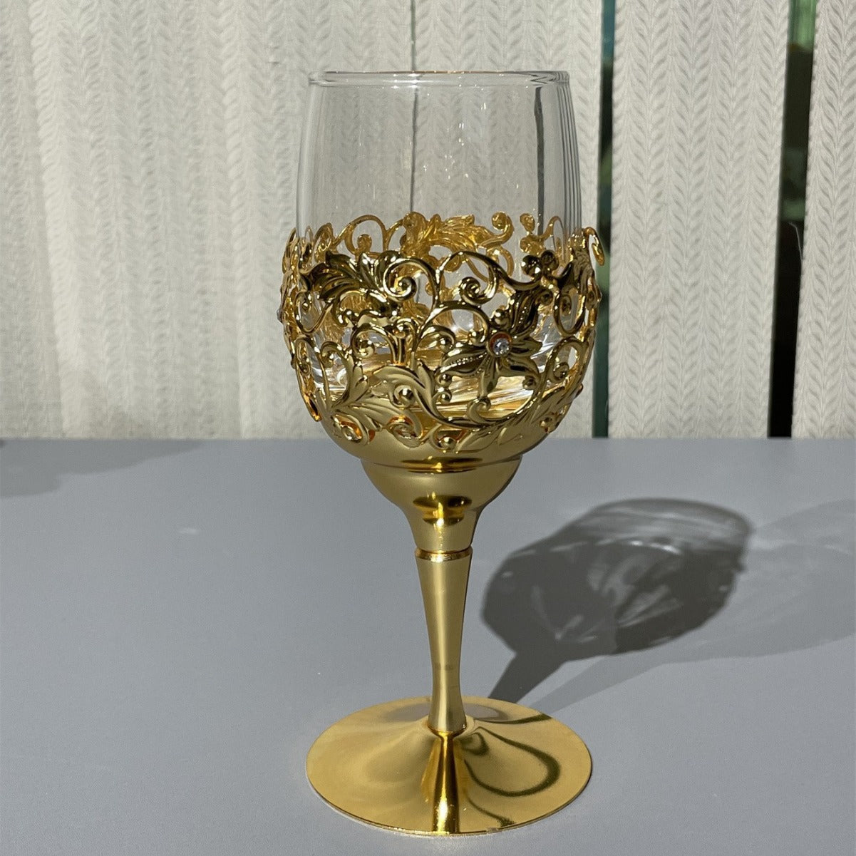 Metal & Glass Floral Wine Glass