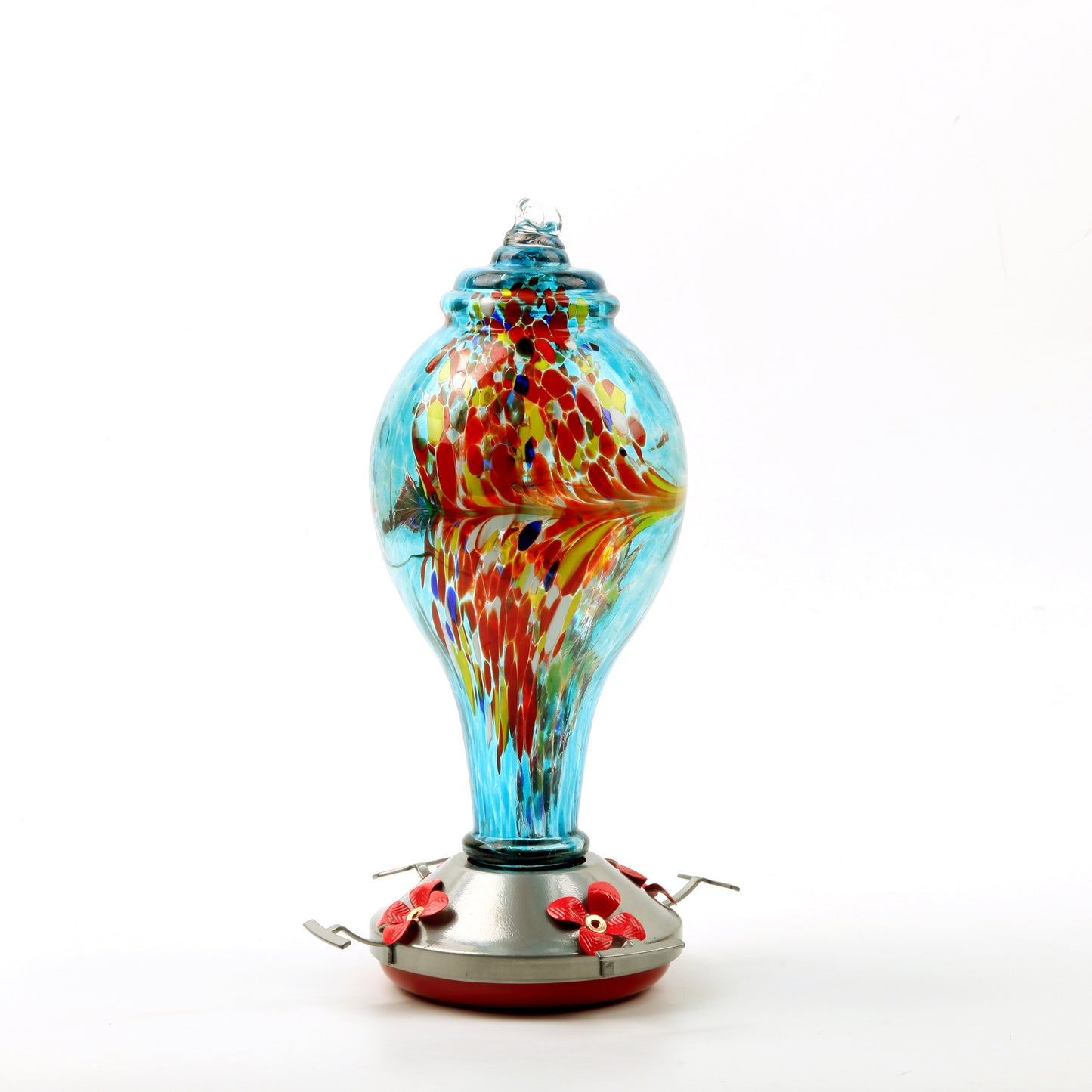 Vibrant Glass Hummingbird Feeder