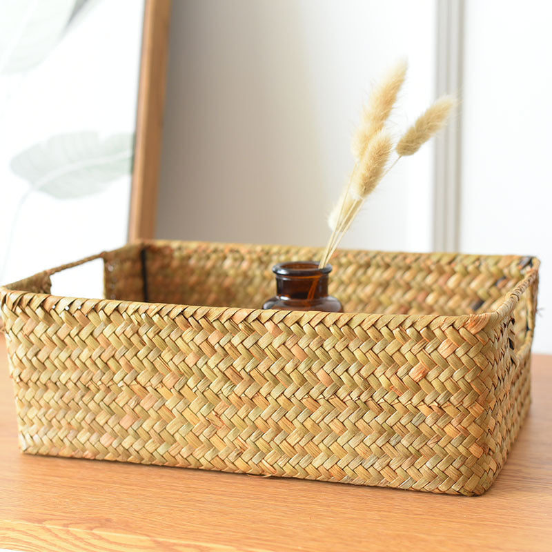 Organization & Storage: Baskets- Hand Woven Rectangular Seagrass Storage Baskets