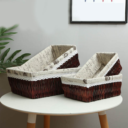 Willow And Rattan Kitchen Organizer Storage Baskets