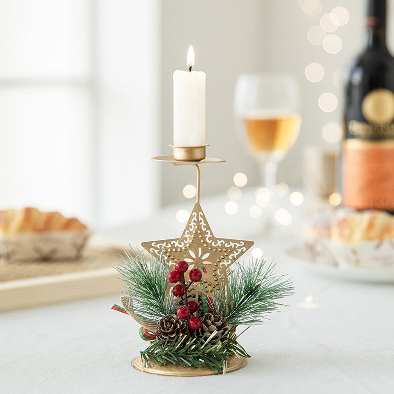 Christmas Gold Candlesticks Deer, Star, Snowflake