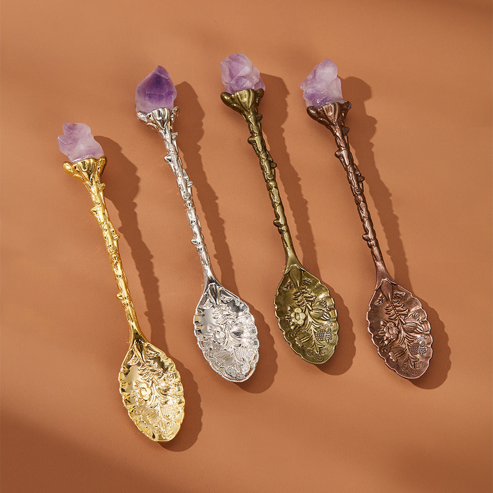 Embossed Crystal Gemstone Dessert Spoon