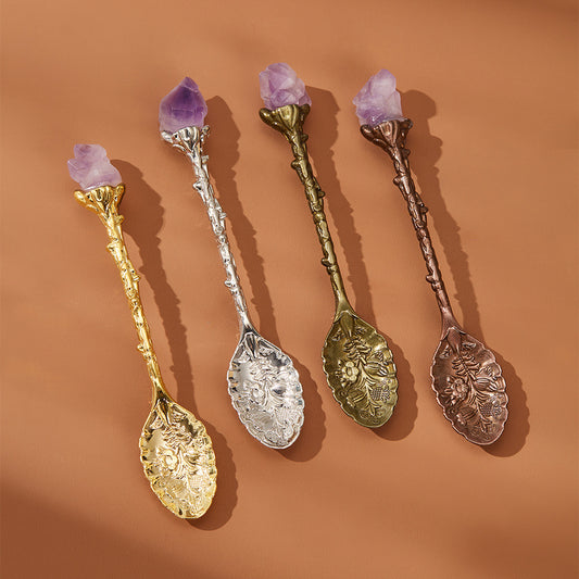 Embossed Crystal Gemstone Dessert Spoon