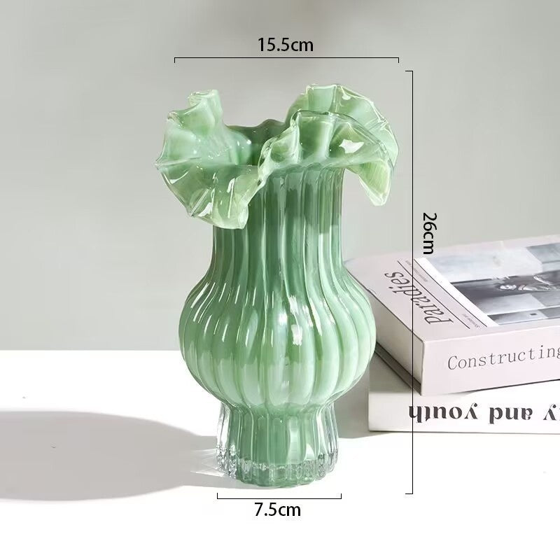 Vase-Glass with Fluted Top- Various Colors and Sizes