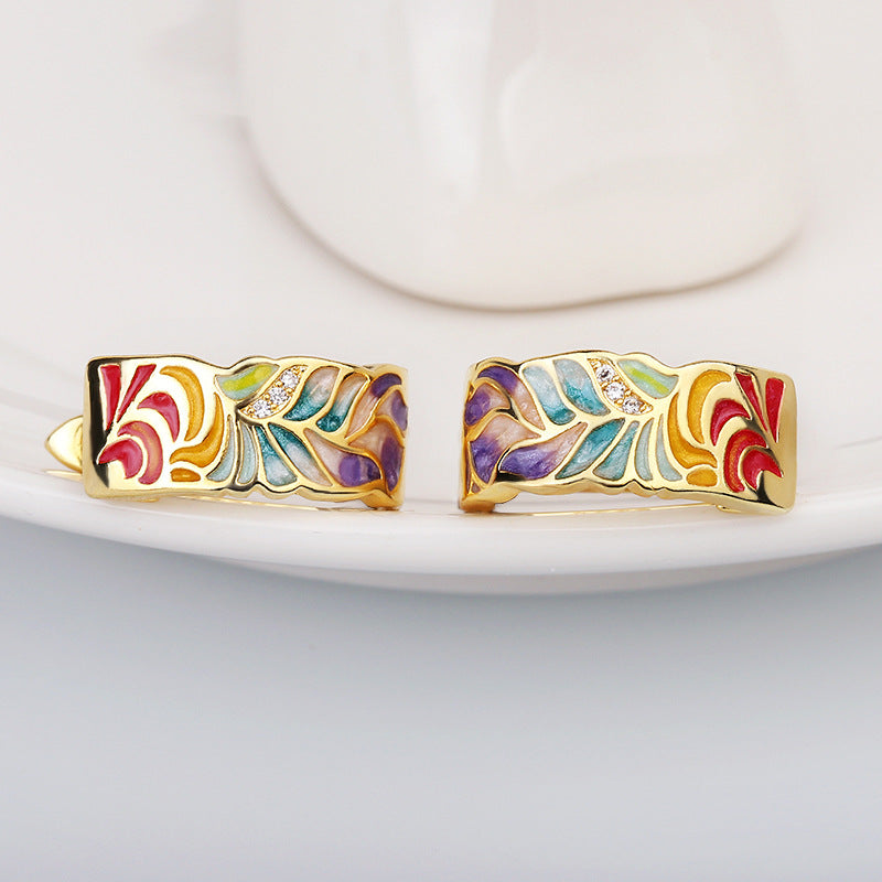 Jewelry: European Cloisonne Enamel Earrings