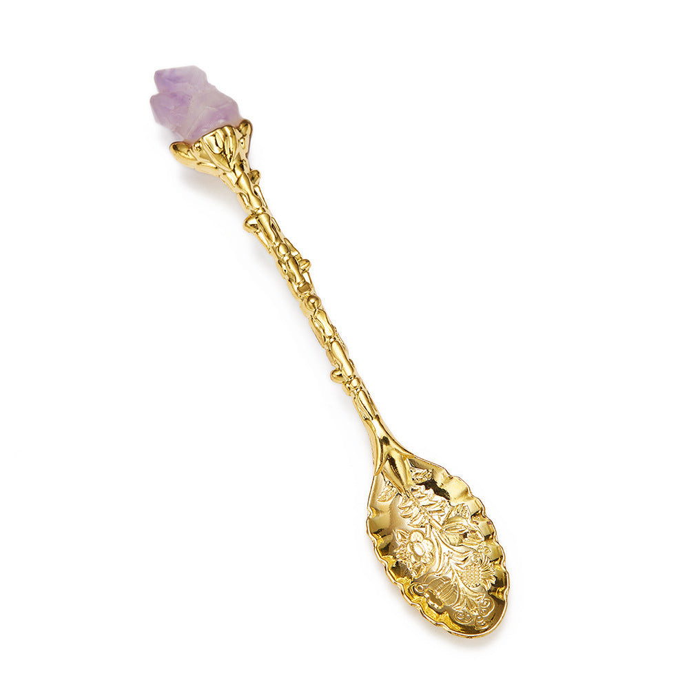 Embossed Crystal Gemstone Dessert Spoon