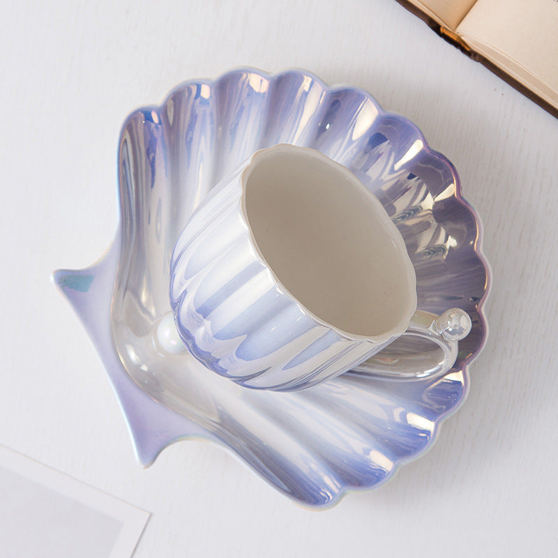 Porcelain Pearl Seashell Cup & Saucer