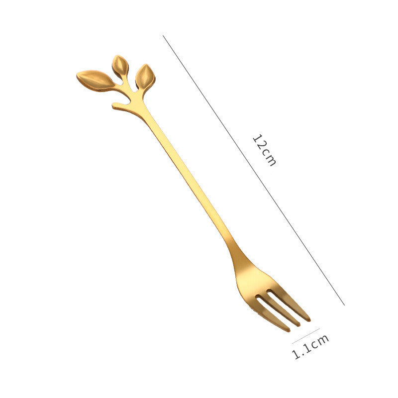 Leaf Design Stainless Steel Dessert, Coffee, Tea, Chocolate Utensils