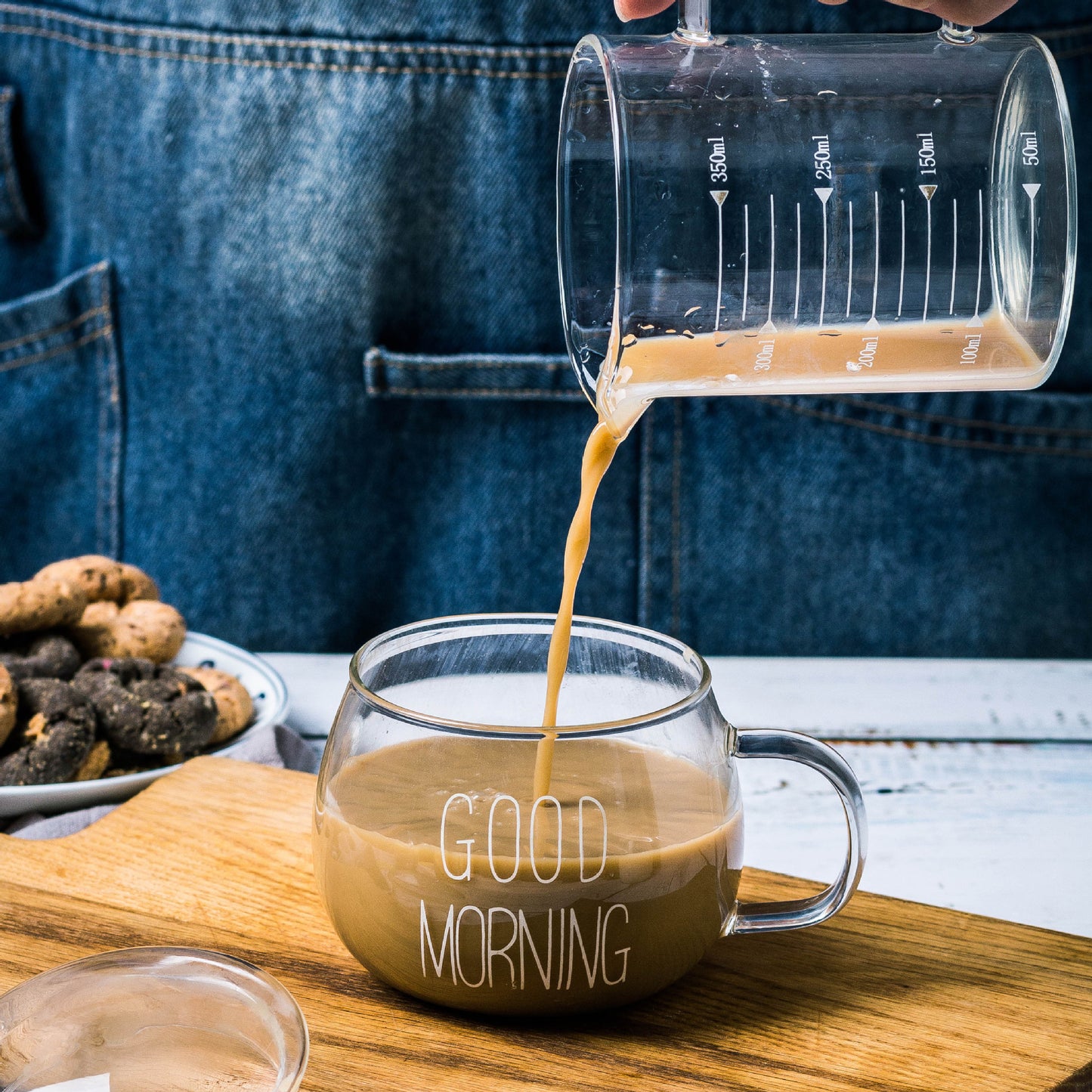 Tableware: "Good Morning" Clear Glass Mug with Handle