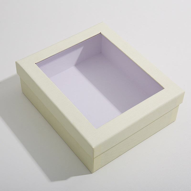 Flat Square Gift Box with Window Lid