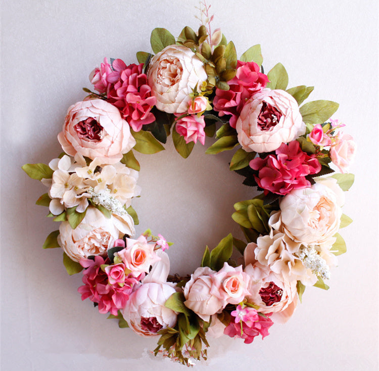 Silk Peony Wreath