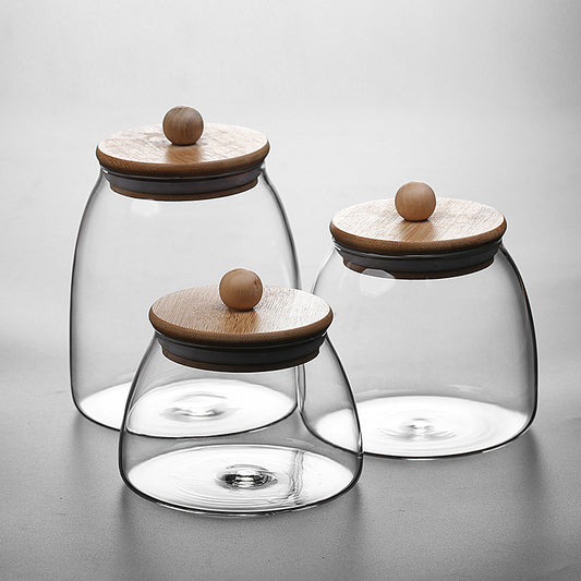 Shaped Glass  Jars with Airtight Wooden Lids
