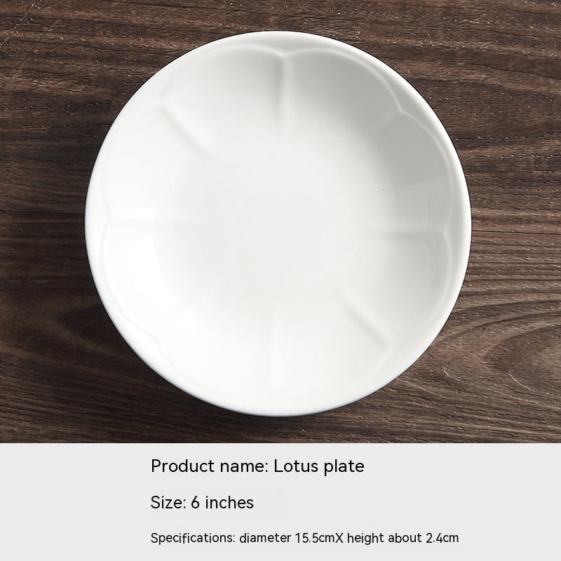 White Ceramic Embossed Dessert Plates