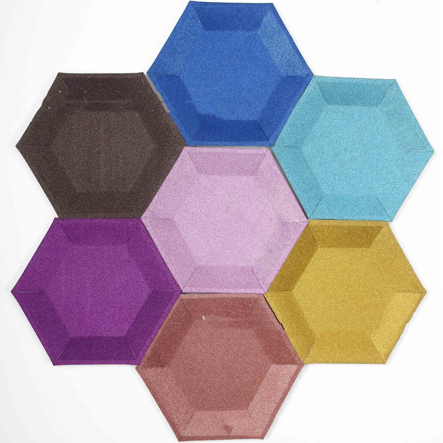 8PC Colorful Hexagonal Paper Dessert Tray