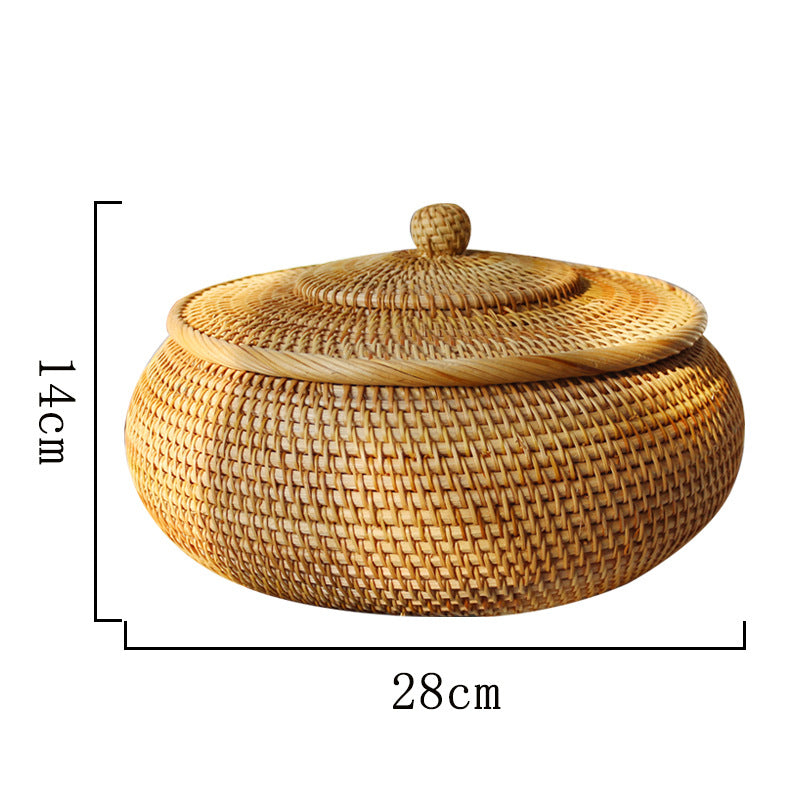 Round Rattan Basket with Lid