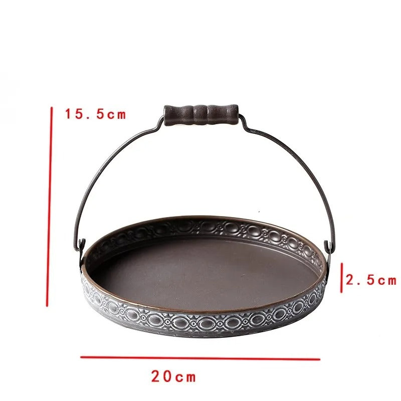 Retro Iron Art Serving Tray/Dessert Tray with Handle
