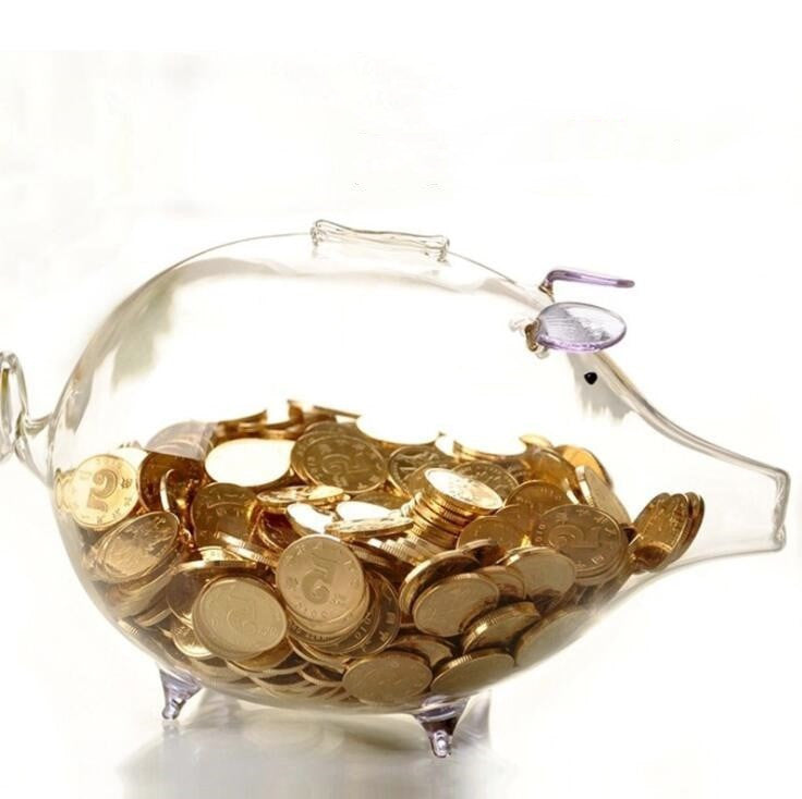 Home Goods: Clear Glass Piggy Bank