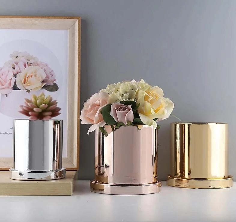 Metal Plated Ceramic flower pot