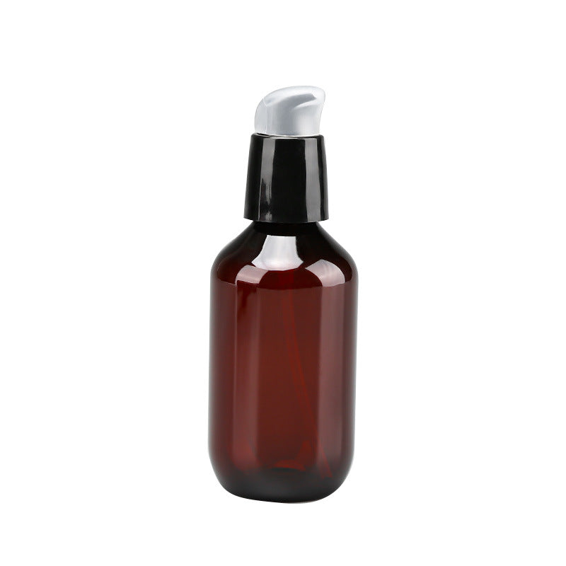 Plastic Amber Boston Round Bottle with Pump Top-200ml