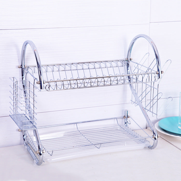 Silver Stainless Steel 2-Tier Kitchen Storage Rack