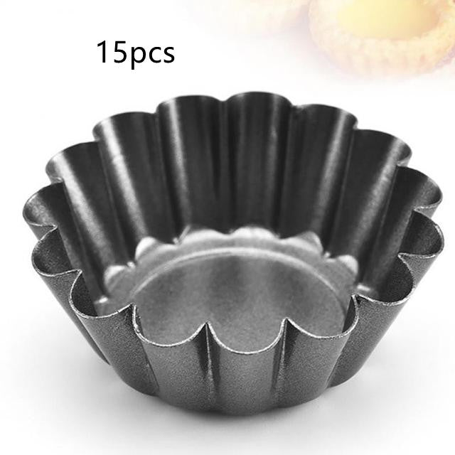 15PC Carbon Steel Fluted Mini Tart Pans