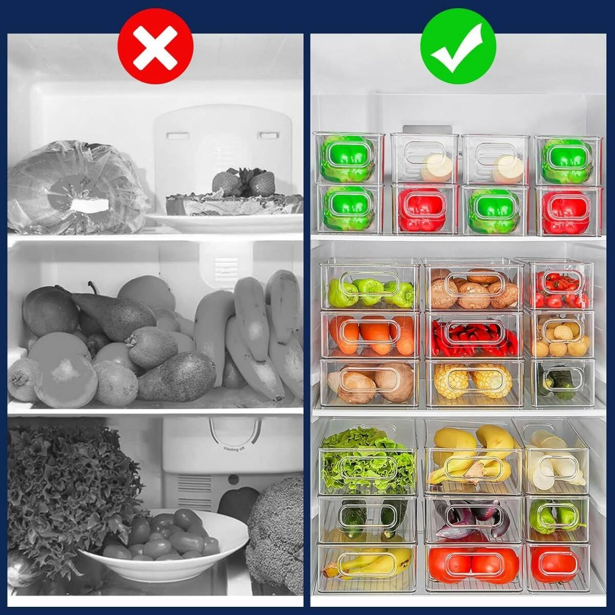 Clear Storage Containers With Handles - 6-Pack Stackable