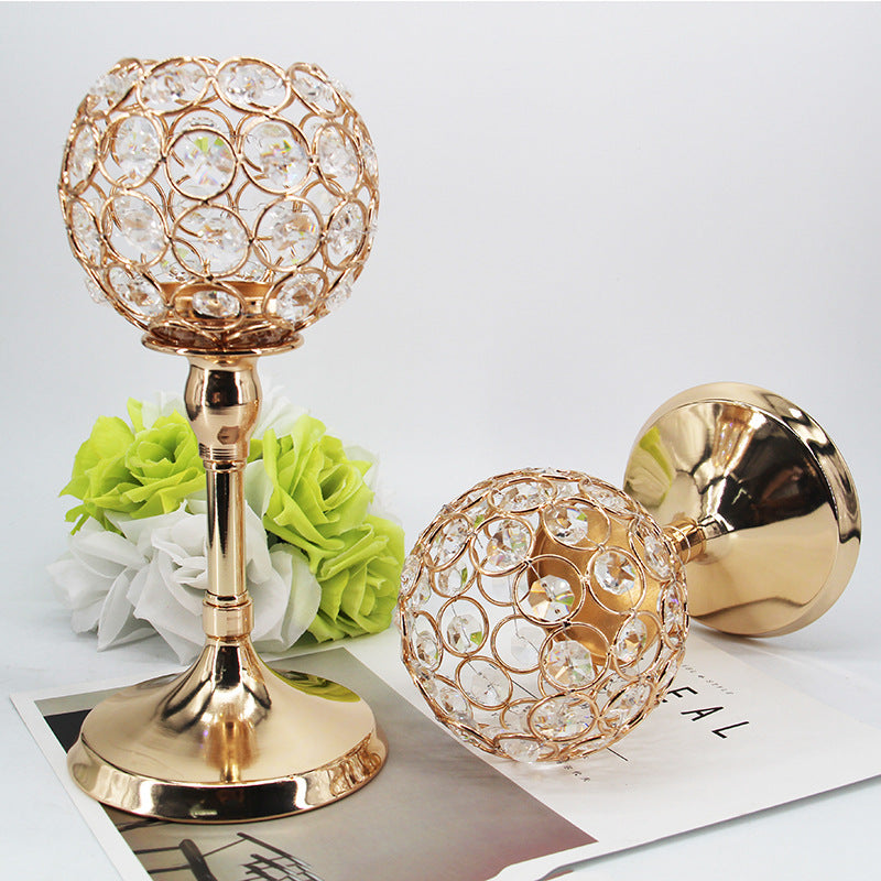 Candle Holder-Golden Crystal