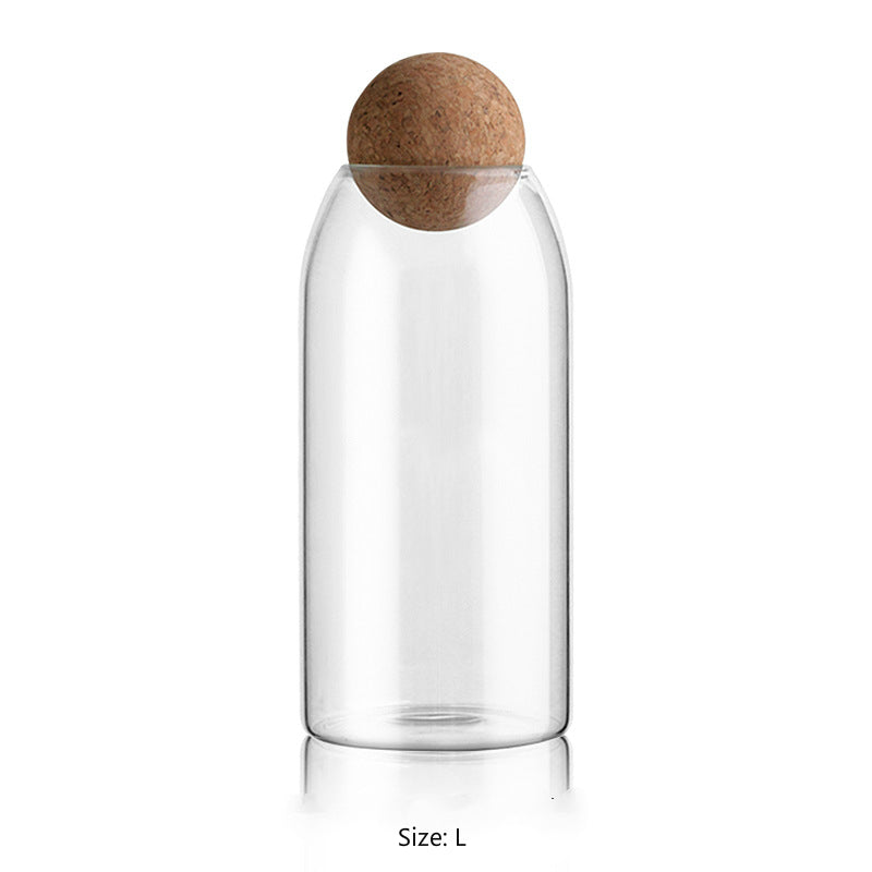 Glass Jar with Stylish Cork Ball Top