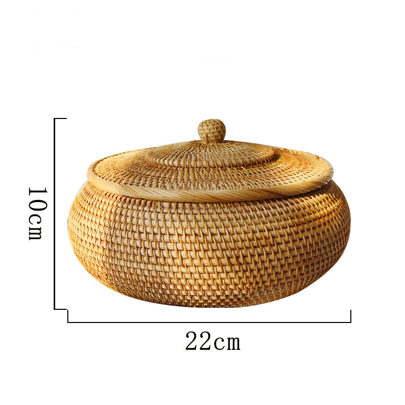 Round Rattan Basket with Lid