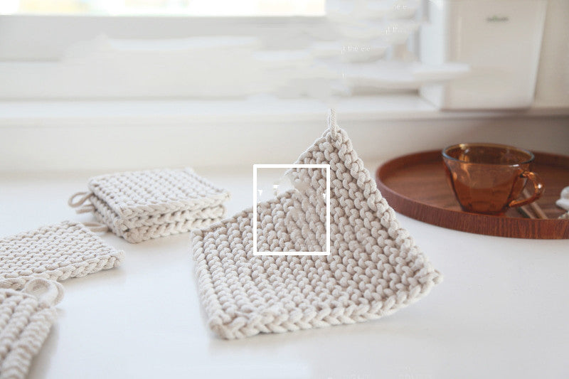 Kitchen Linens: 2PC Braided Rope Pot Holder-Coaster