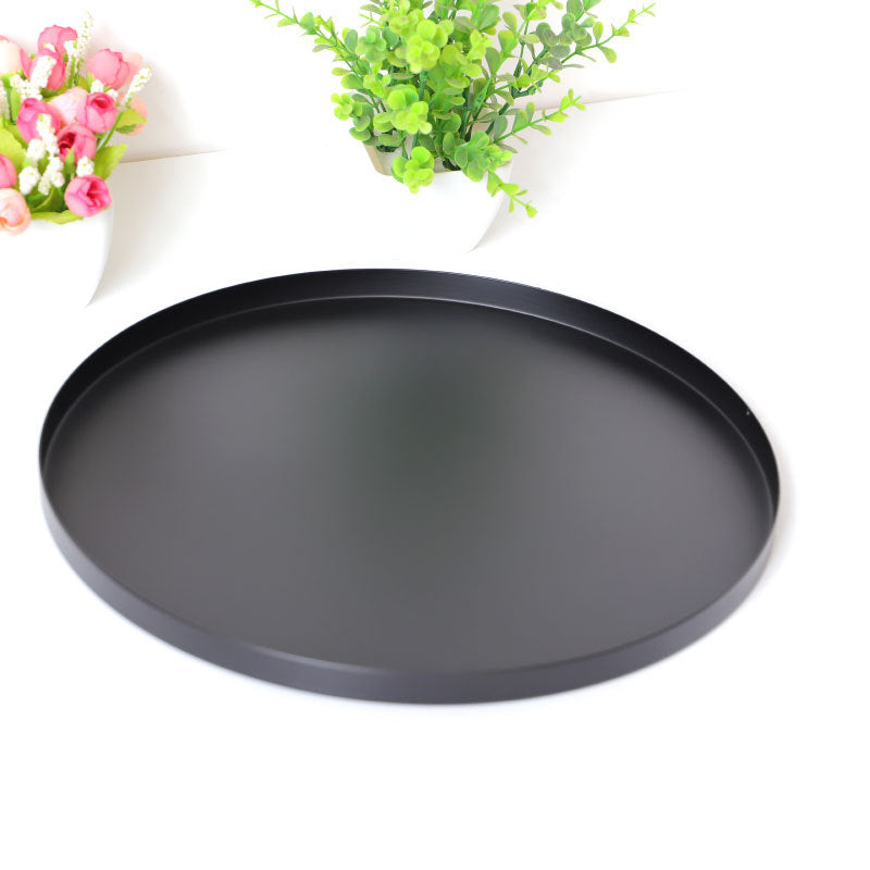 Black Stainless Steel Round Organizer Tray-Serving Tray