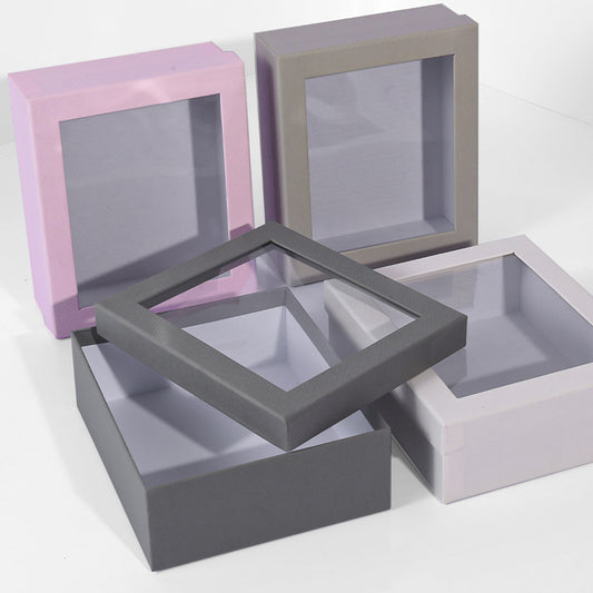 Flat Square Gift Box with Window Lid