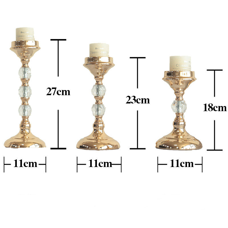 Candle Holder-European Gold Metal and Crystal