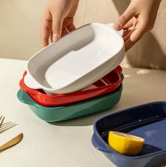 Earth Toned Porcelain Double Ear Baking Dishes