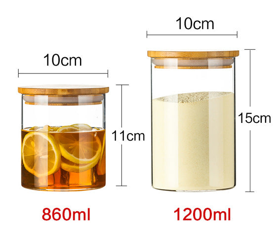 Round High Borosilicate Glass Jar-Bamboo Lid