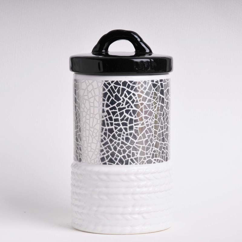 Checkerboard or Crackle Pattern Ceramic Canisters