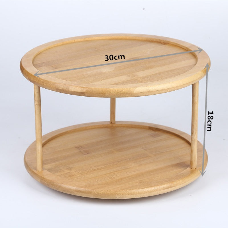 Round 2-Tier  Bamboo Turntable Spice Organizer-Supply Organizer
