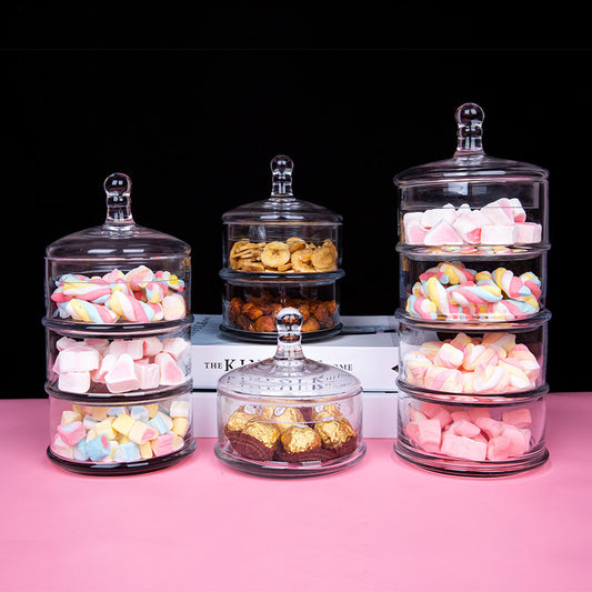 Stacking Glass Candy Jars with Lid