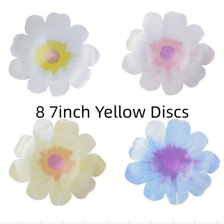 8PC Paper Flowers Dessert Doily Plates