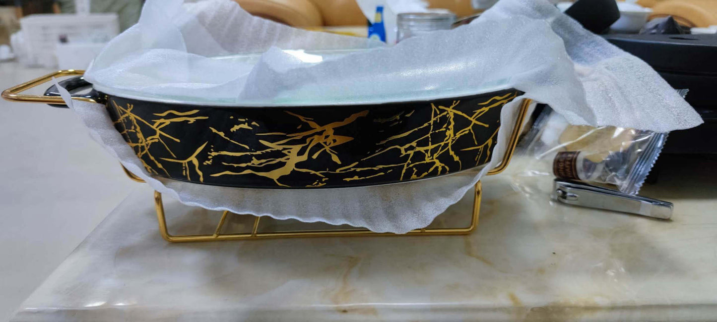 Marbled White Gold Porcelain Baking Dishes