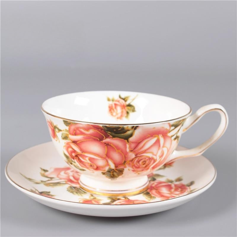 Bone China Flowers & Gold Tea Cups