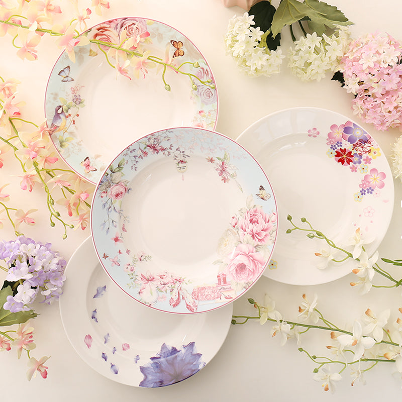 Tableware: Pink Flowers Bone China Bowl