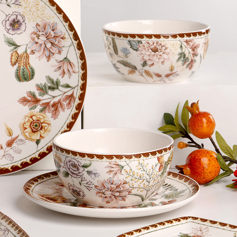 Thanksgiving Tableware: Autumn Flowers Ceramic Dinnerware