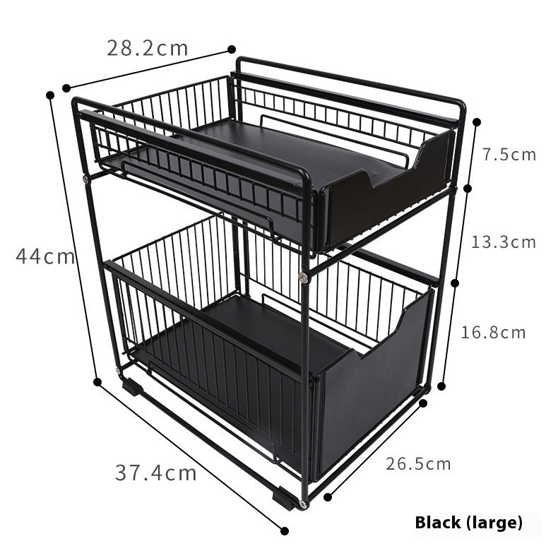Multipurpose 2-Tier Heavy Duty Carbon Steel Pull-Out Rack