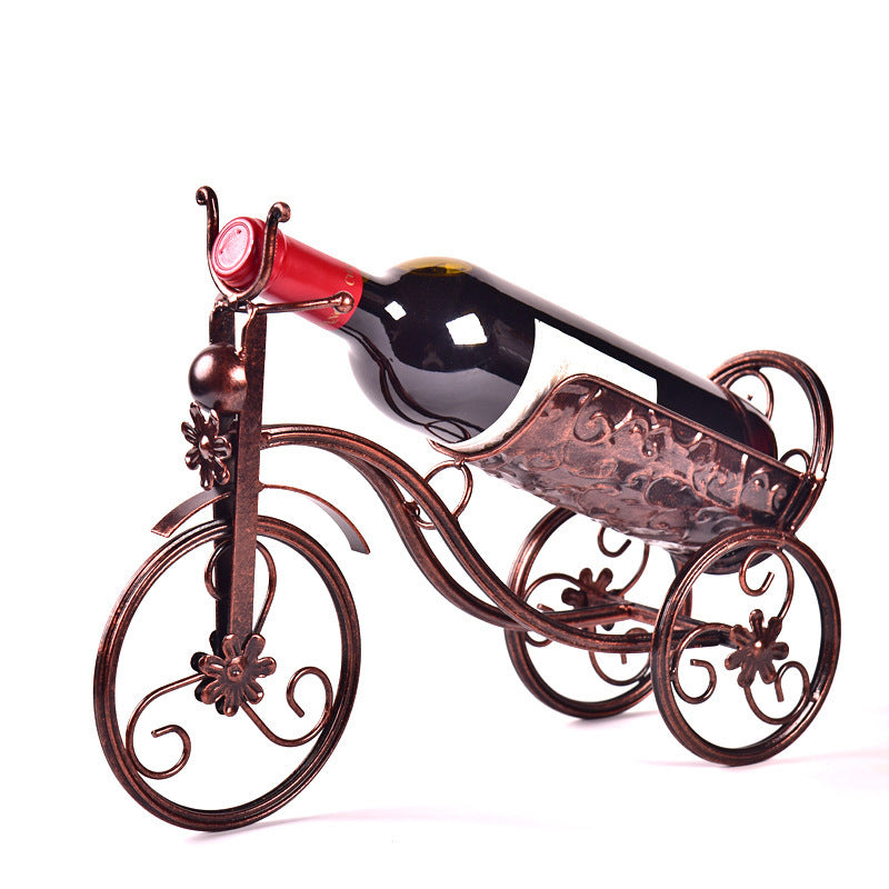 Bronze Iron Tricycle Wine Bottle Holder