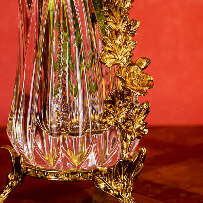 Vase-European Style Crystal Glass Floral Metal Stand
