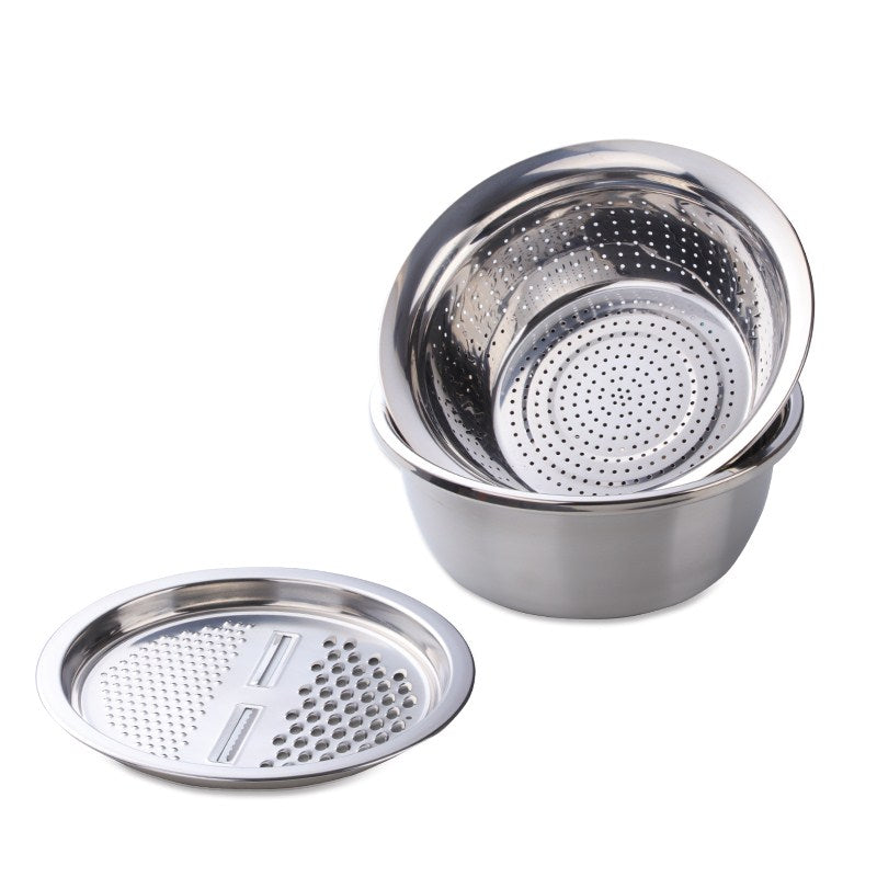 Kitchenware: Stainless Steel Strainer-Grater Bowl