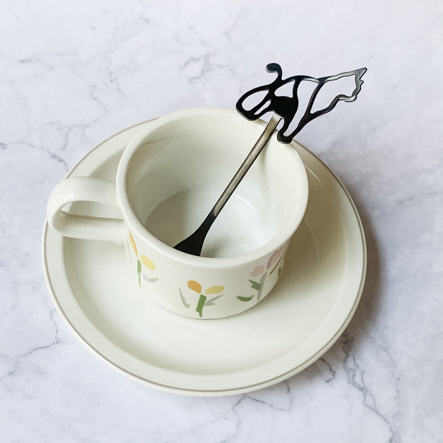 Dainty French Ceramic Tulip Cup & Saucer Set