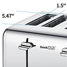 4-Slice Stainless Steel Toaster-Extra-Wide Slots by Geek Chef